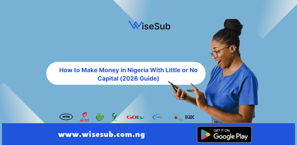Nigerian entrepreneur using a smartphone to make money online with little or no capital in 2026